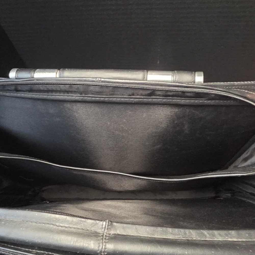 Zero Halliburton Canvas/Leather Laptop Briefcase Black Business‎ Bag **READ**